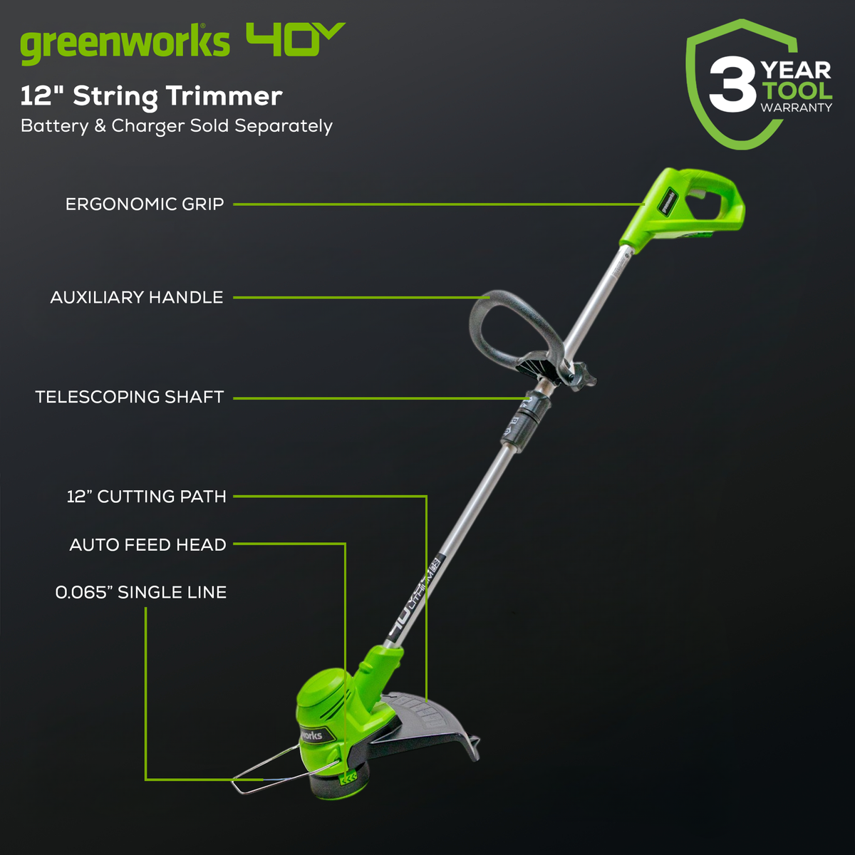 40V 12" String Trimmer (Tool Only) - STF309