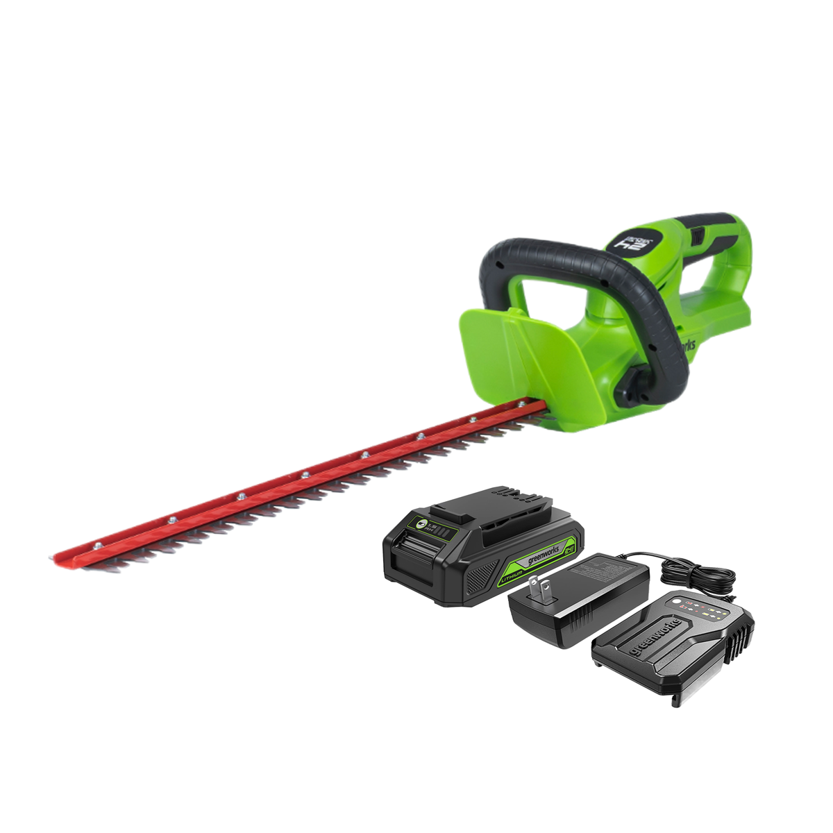 Taille-haie 24 V, 22 pouces avec poignée rotative, batterie USB 1,5 Ah et chargeur inclus