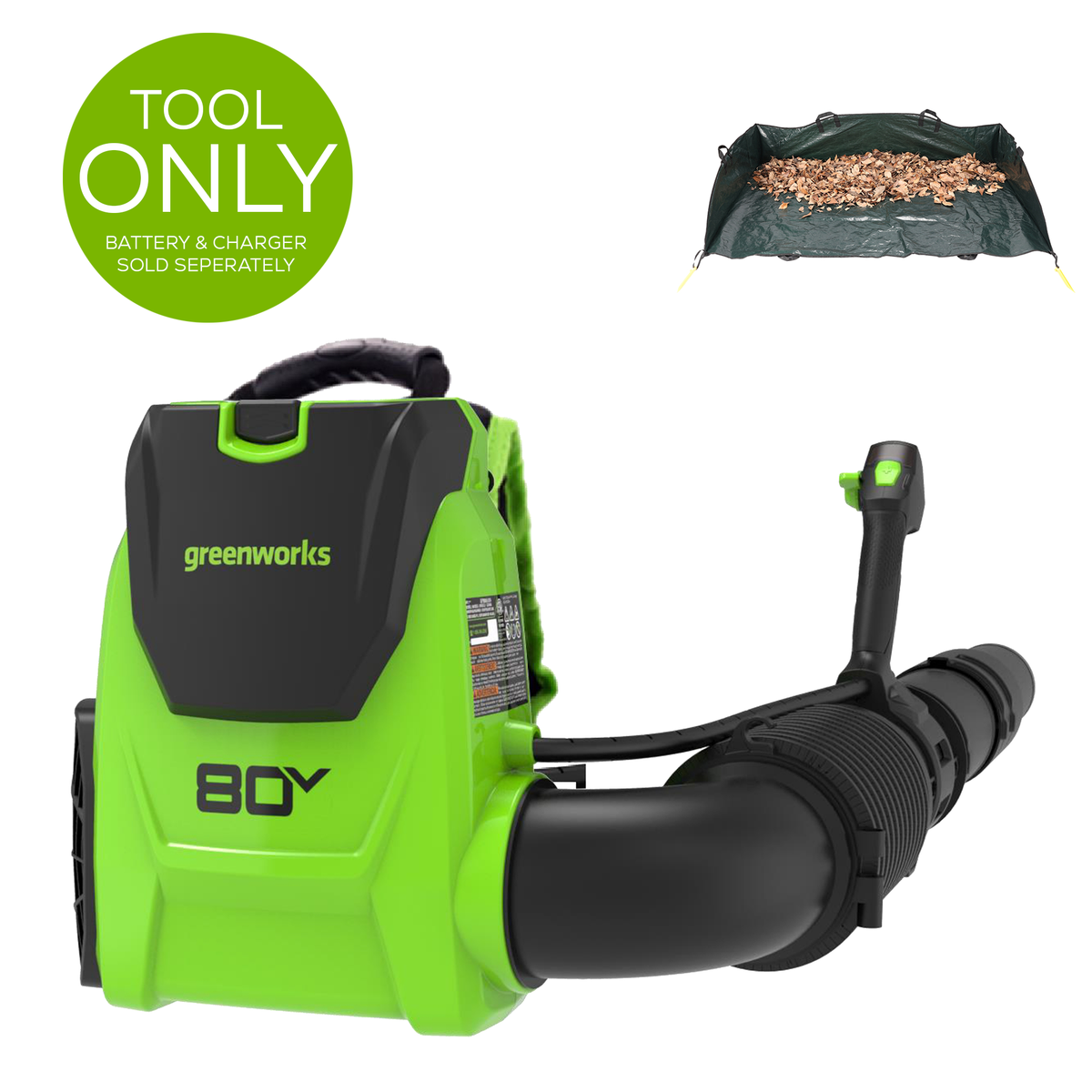 80V 780 CFM Brushless Cordless Backpack Blower with Leaf Hauler (Tool Only)