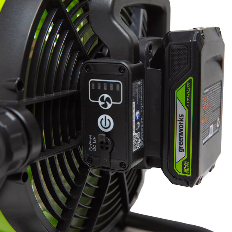 24V Portable Fan with 2.0Ah USB Battery and AC Adapter/Charger Included