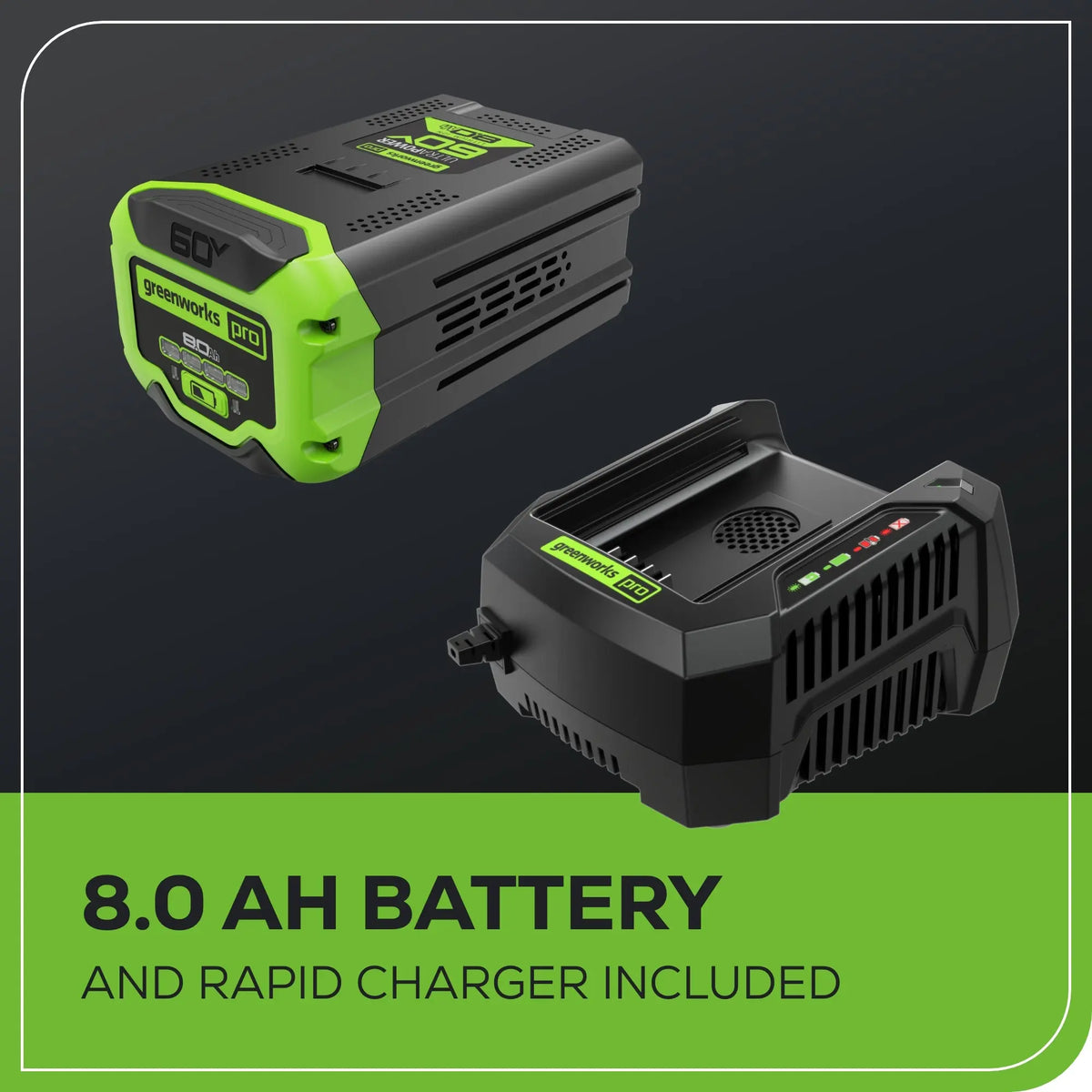 60V 20" Cordless Battery 3.2kW Chainsaw, 8.0Ah Battery & Rapid Charger Included