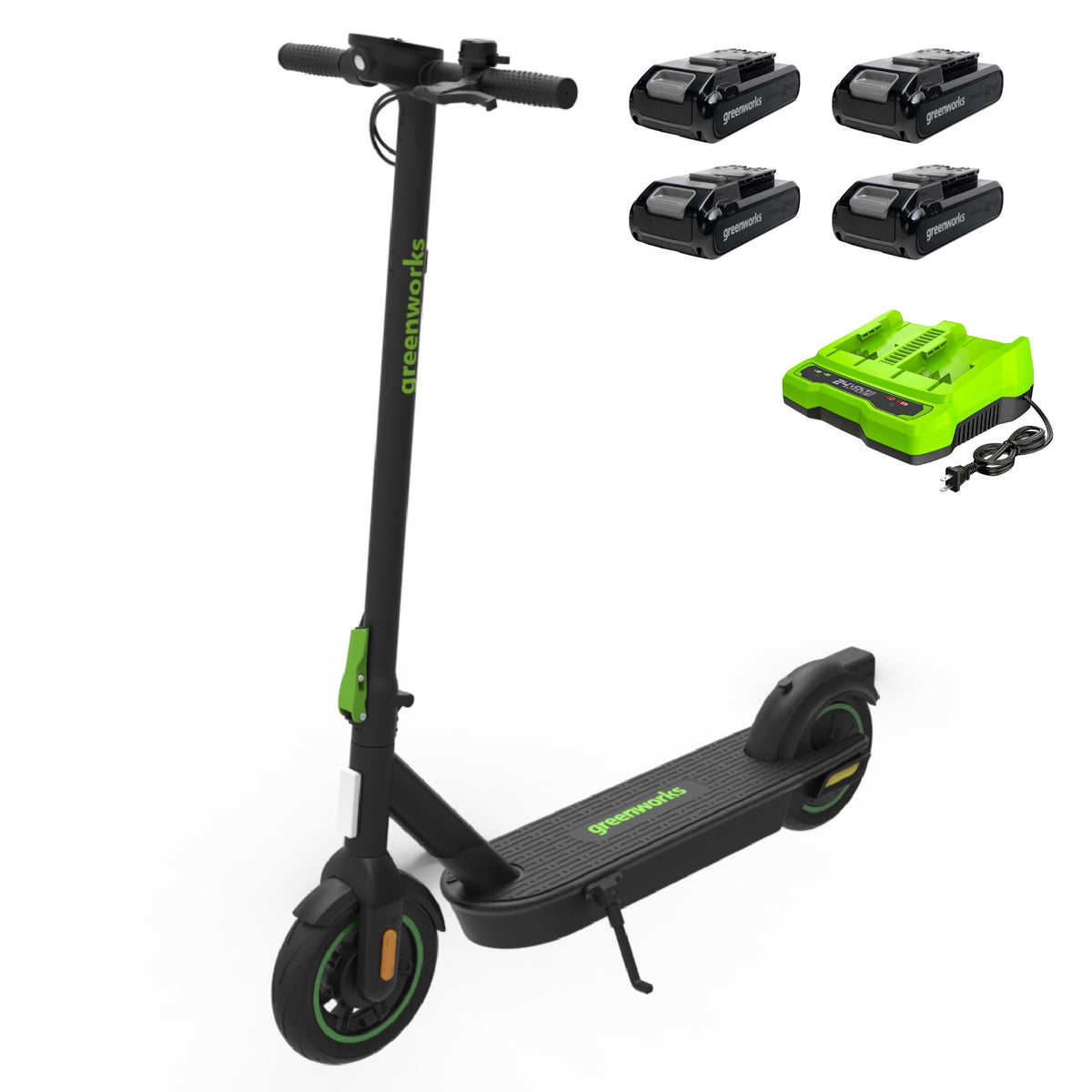 48V (24Vx2) STEALTH Series Electric Scooter, (4) 4.0Ah Batteries and Dual Port Charger Included