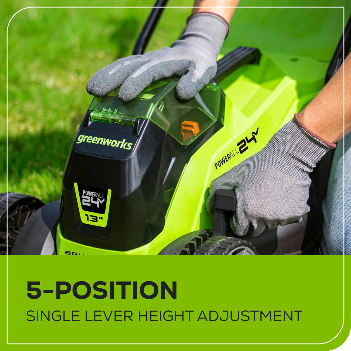 24V 13" Brushless Lawn Mower, 4.0Ah Battery and Charger Included