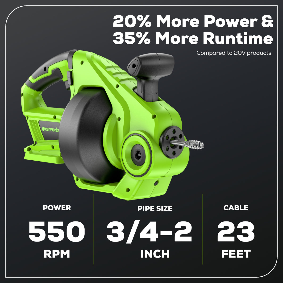24V 25-FT Cordless Battery Drain Auger (Tool-Only)