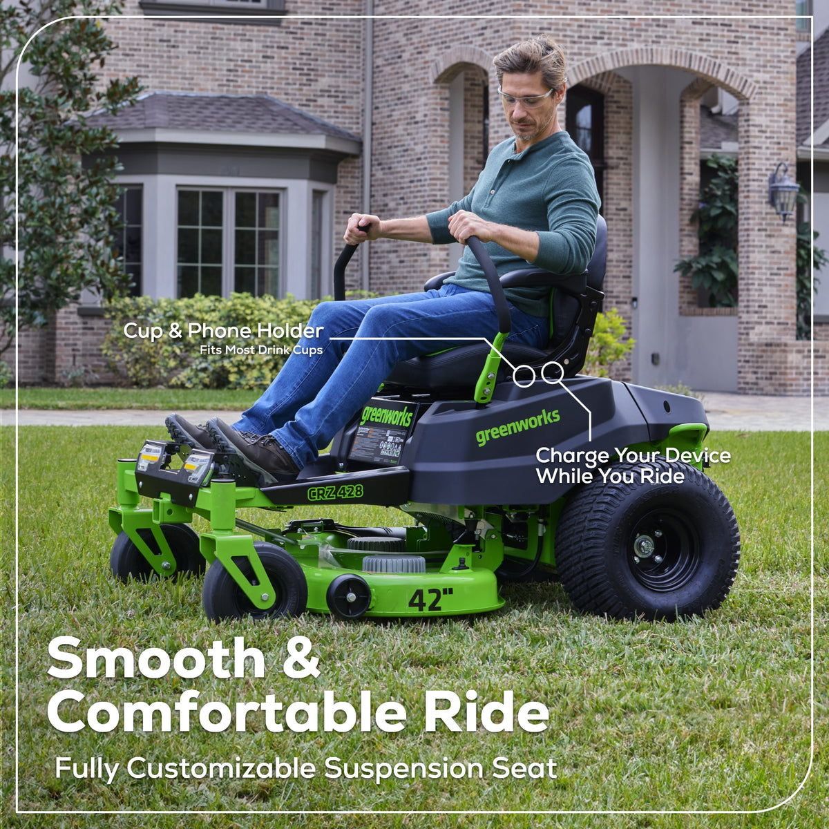 80V 42" CROSSOVERZ Zero Turn Lawn Mower, (4) 5.0Ah Batteries and (600W) Plug in Charger Included | CRZ4282