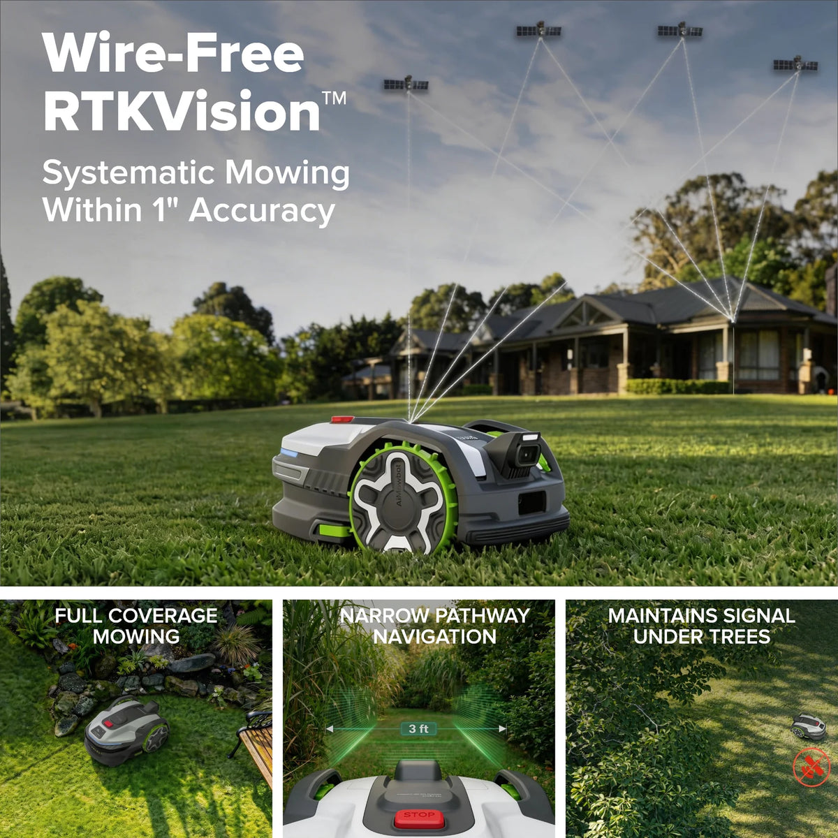 Tondeuse robotisée AiMowbot C20Z avec RTKVision sans fil | ½ acre, version 4 roues motrices