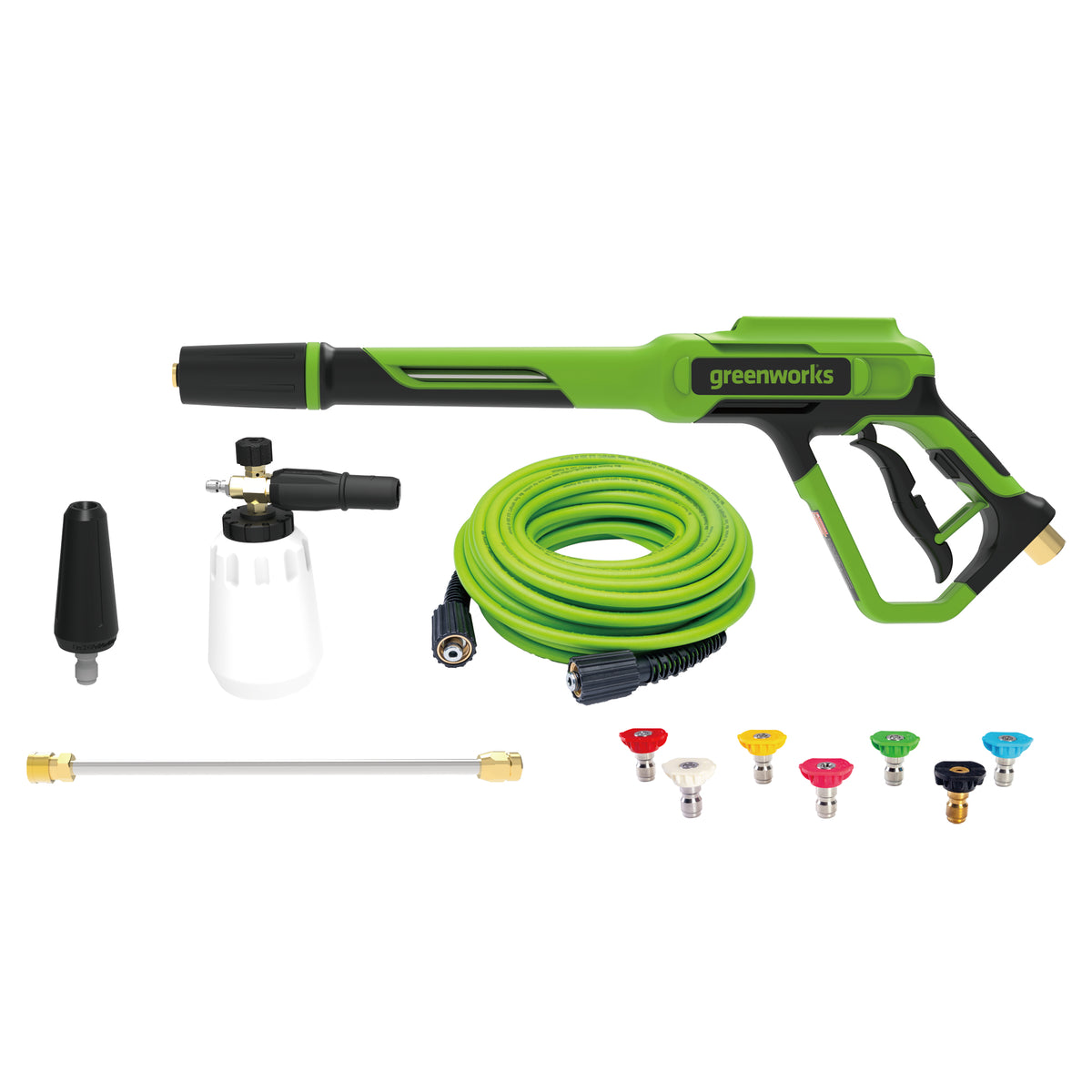 Greenworks Deluxe Metal Gun & Hose Kit, Includes 7-Piece Nozzle Kit, Turbo Nozzle & Foam Cannon
