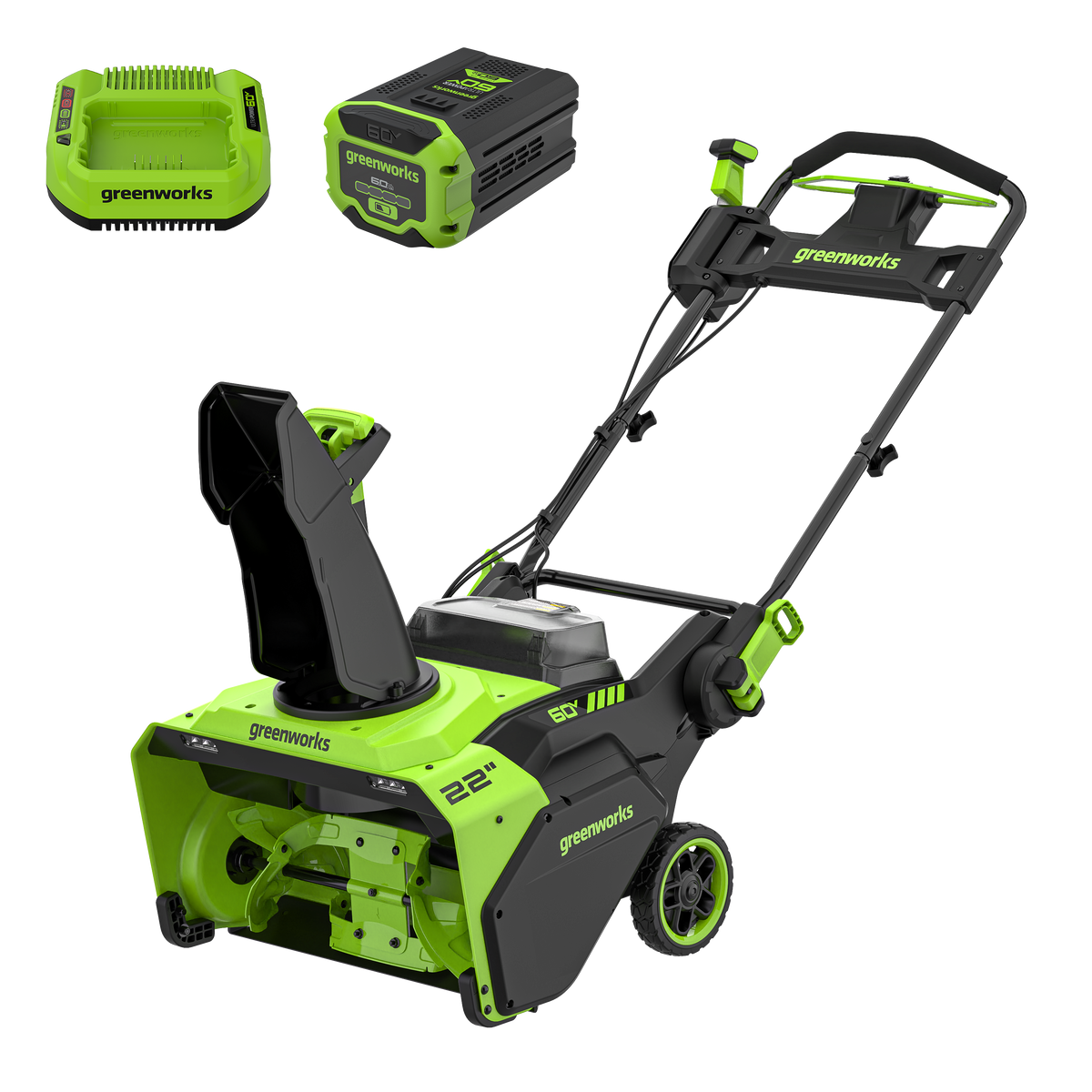 60V 22" Brushless Snow Thrower. 6.0Ah Battery and 3A Charger Included