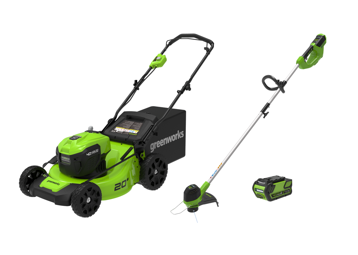 40V 20" Brushless Lawn Mower & 40V 12" String Trimmer, 4.0Ah Battery and Charger Included