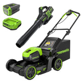 60V 17" Brushless Mower &  610 CFM Brushless Blower Combo Kit, 4.0Ah Battery and Charger Included