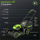 60V 17" Brushless Mower &  610 CFM Brushless Blower Combo Kit, 4.0Ah Battery and Charger Included