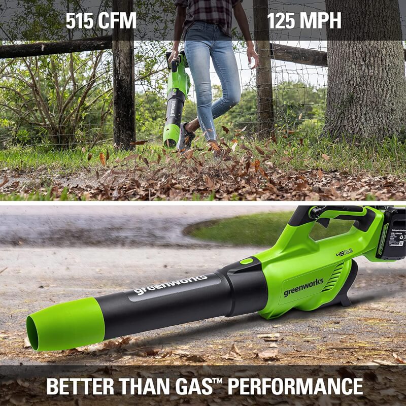 48V (24V x 2) 515 CFM - 125 MPH  Leaf Blower, (2)  2.0Ah USB Batteries and 4A Dual Port Charger Included