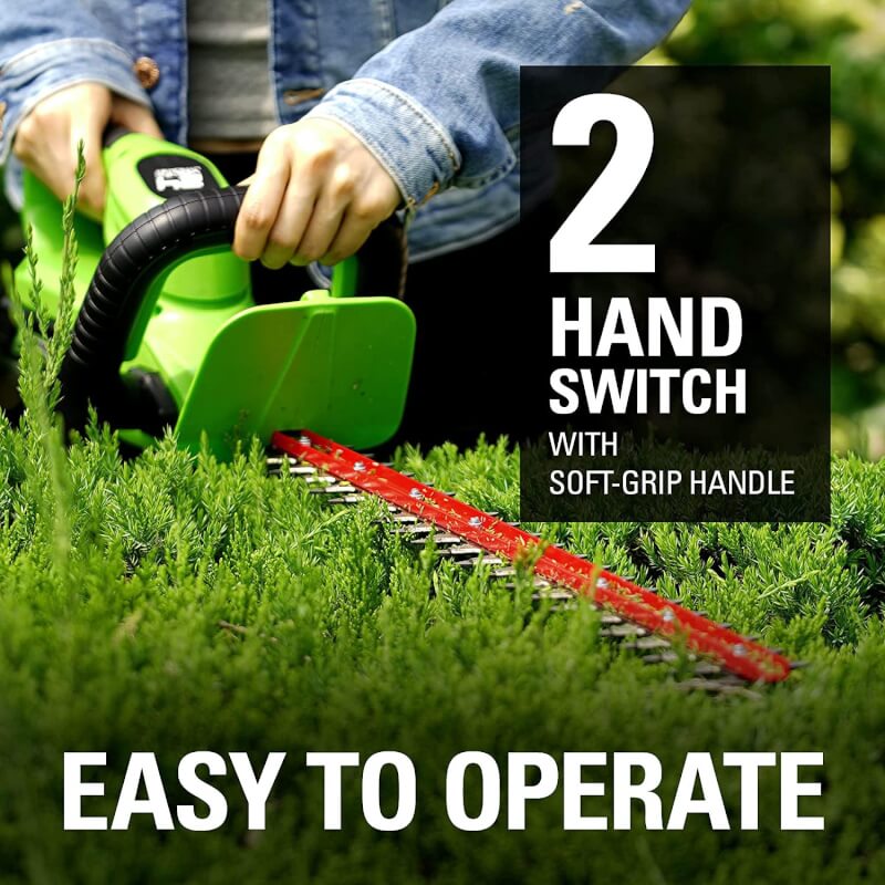 Taille-haie 24 V, 22 pouces avec poignée rotative, batterie USB 1,5 Ah et chargeur inclus