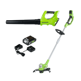 Ensemble 24 V de coupe-herbe et souffleur à jet 100 MPH – 330 CFM, batterie 2,0 Ah et chargeur inclus