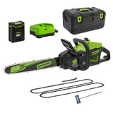 80V 18" 2.5kW Chainsaw, 4.0Ah Battery and Charger Included BONUS: (2) Extra Chains and Carrying Case