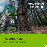 60V 18" 2.0kW Brushless Chainsaw, 4.0Ah Battery & Charger Included