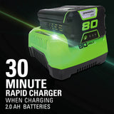 Taille-haie sans balais 80 V, 26 po, batterie 2,0 Ah et chargeur inclus – GHT80321