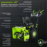 Greenworks 60V 24" Dual Stage Snow Thrower (Tool Only)