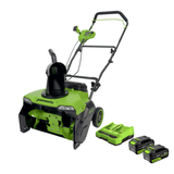 Greenworks 48V (24V x 2) 20" Brushless Snow Thrower, (2) 5.0Ah Batteries & 4A Dual Rapid Charger Included