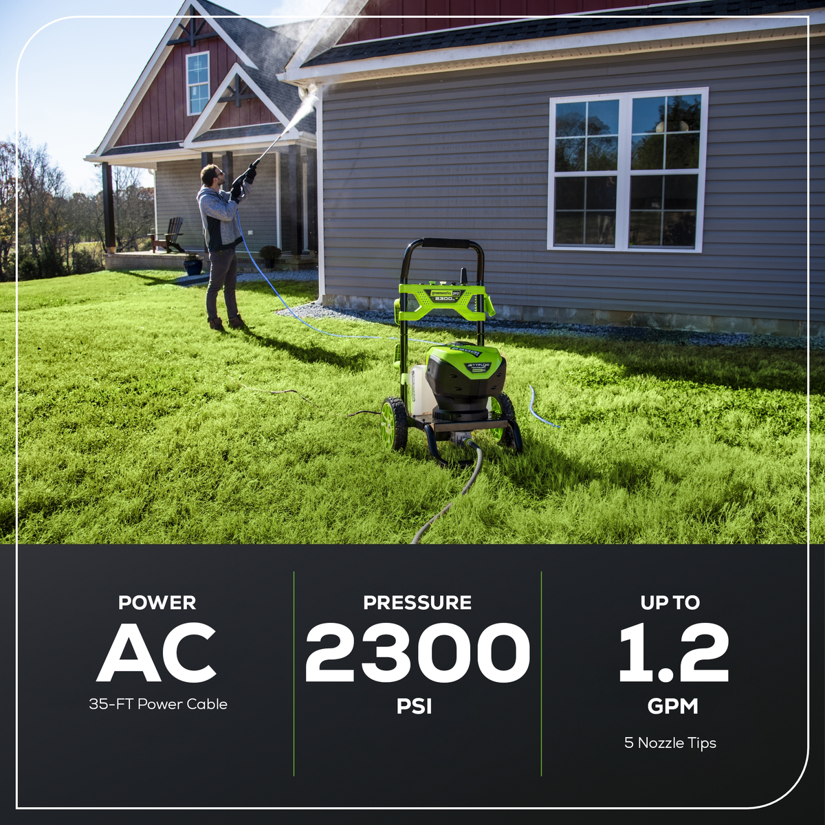 Laveuse à pression électrique 2300 PSI (lb/po²) 1,2 GPM 14 A – GPW2300