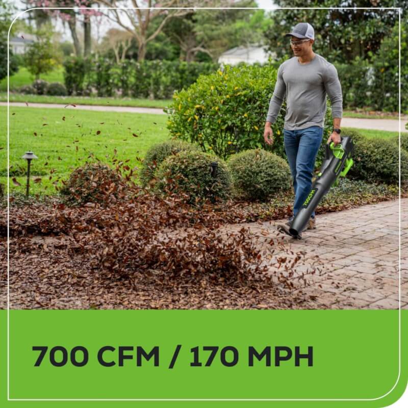 Souffleur à feuilles 80 V, 700 CFM (pi³/min), batterie 2,5 Ah et chargeur inclus