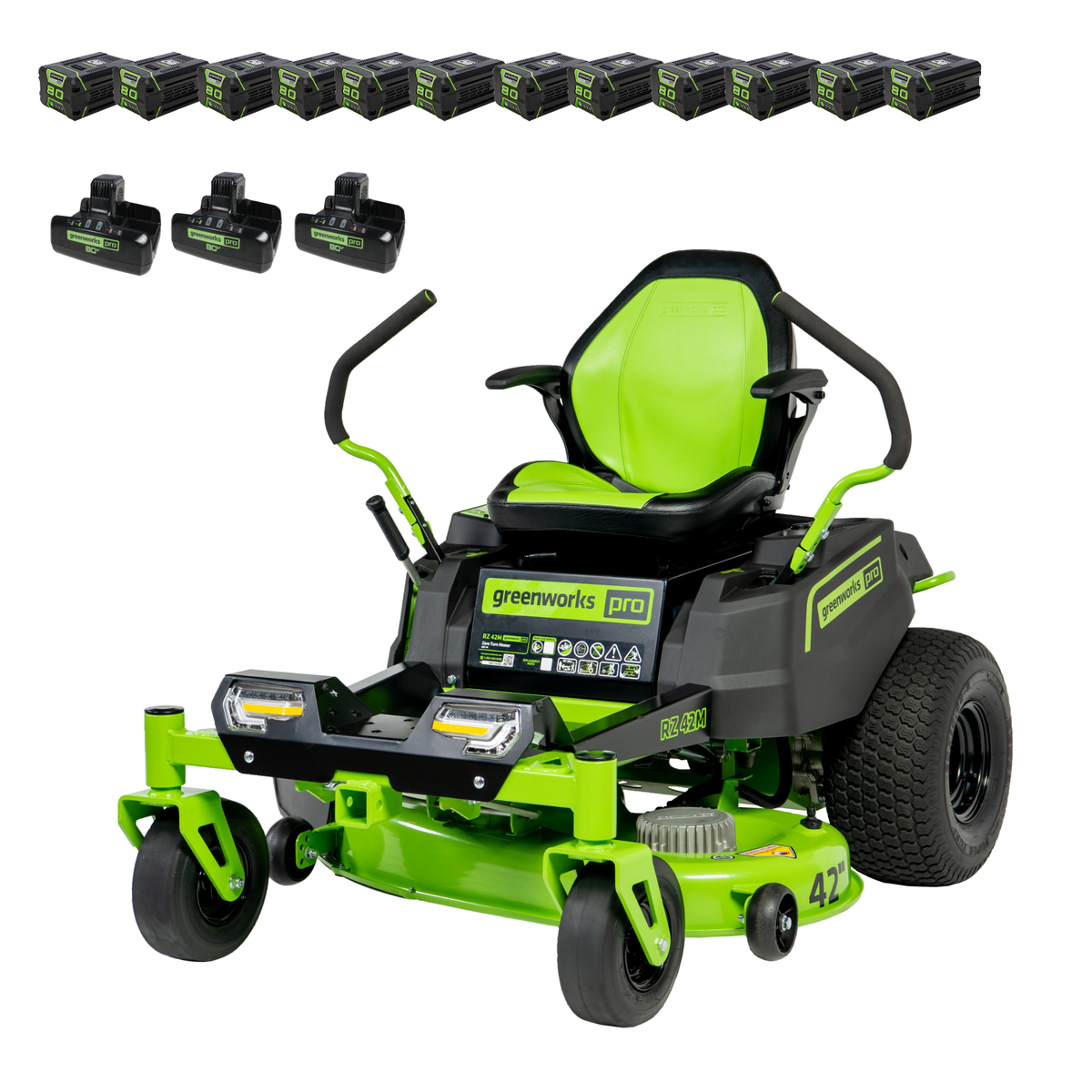 80V 42" Crossover Z Residential Zero Turn Mower, (12) 4.0Ah Batteries and (3) Dual Port Chargers | CRZ4281
