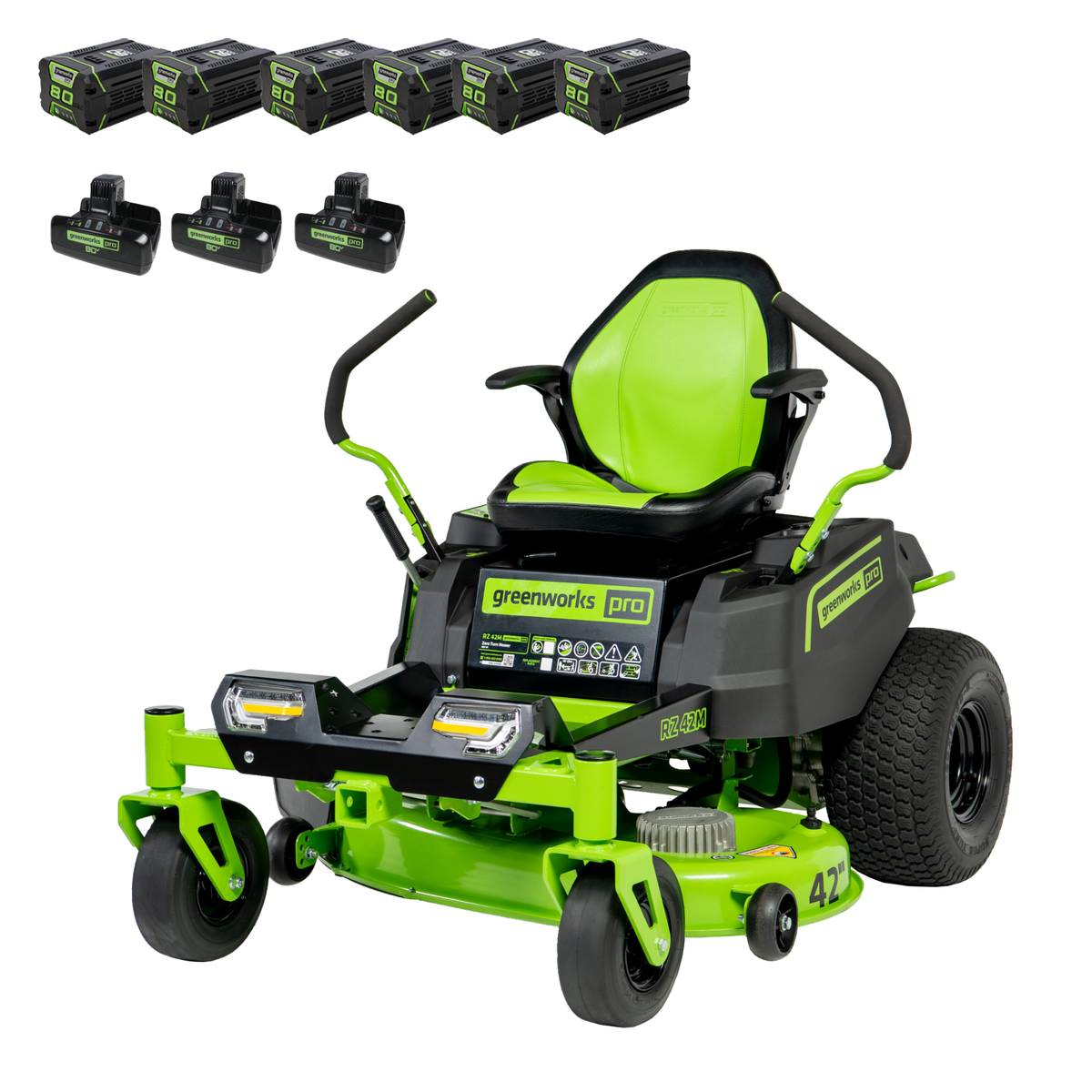 80V 42" Zero Turn Battery Mower, (6) 4.0Ah Batteries and (3) Dual Port Chargers Included | CRZ4281
