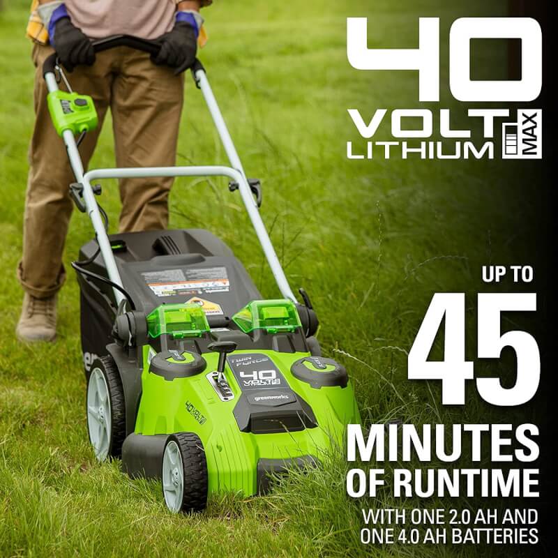Tondeuse à double lame 40 V, 20 pouces, batteries et chargeur 2,0 Ah et 4,0 Ah inclus