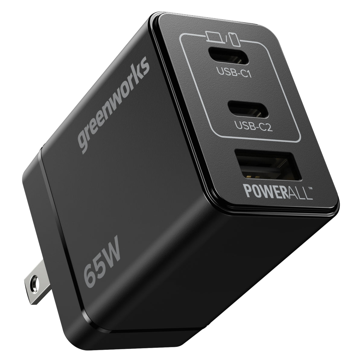 Chargeur Greenworks POWERALL 65 W, (2) ports USB-C et (1) port USB-A