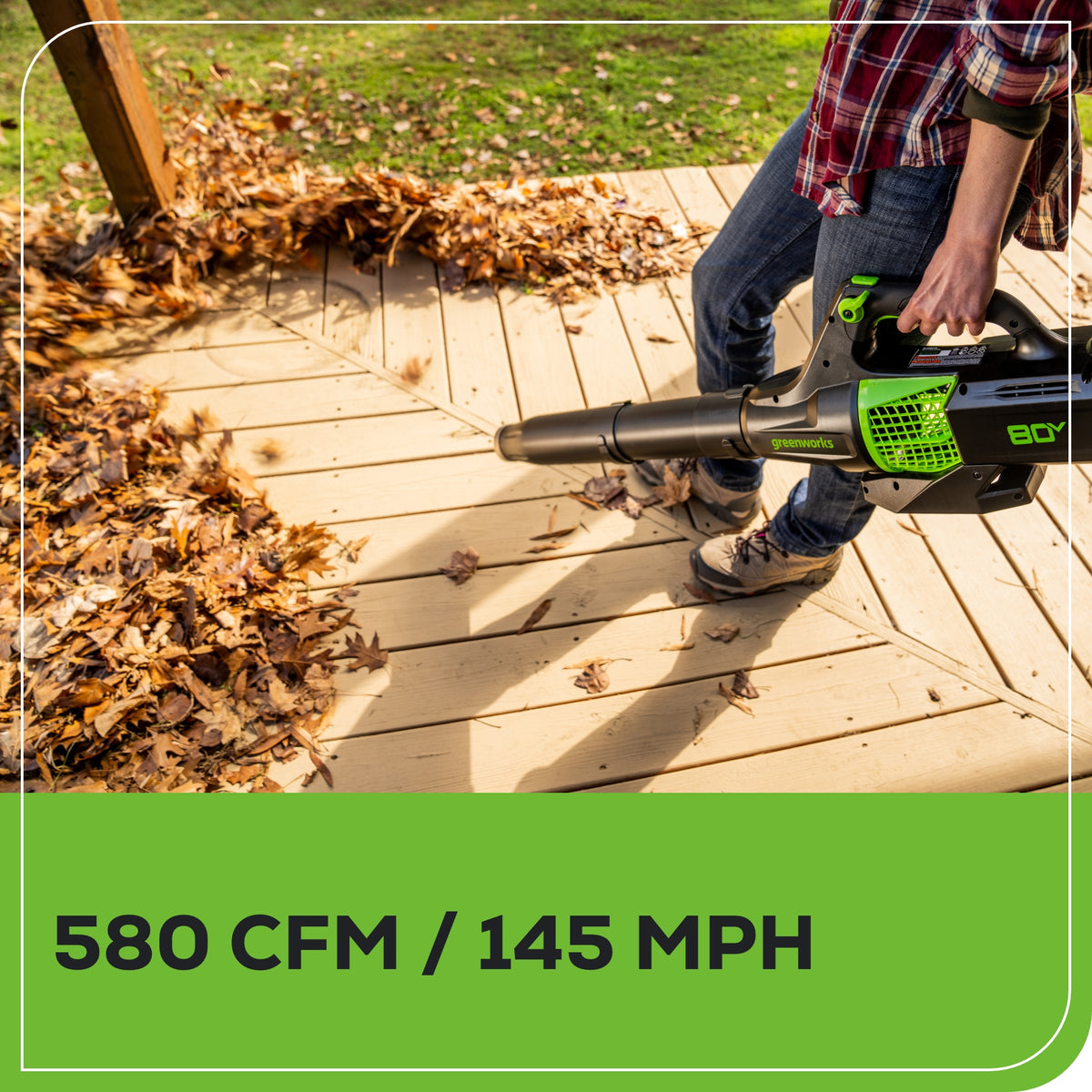 Souffleur à feuilles sans balais 80 V, 145 MPH - 580 CFM (pi³/min), batterie 2,5 Ah et chargeur inclus – BL80L2510
