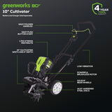 80V 10" Cultivator (Tool Only) - TL80L00