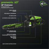 60V 18" Chainsaw, 4.0Ah  Battery and Charger Included