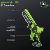 24V 6" Brushless Pruner Saw (Tool Only)