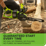 48V (24V x 2) 14" Cordless Battery Chainsaw, (2) 4.0 Ah USB Batteries & Dual Port Charger Included