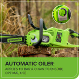 48V (24V x 2) 14" Cordless Battery Chainsaw, (2) 4.0 Ah USB Batteries & Dual Port Charger Included