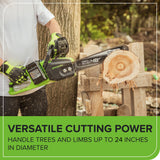 48V (24V x 2) 14" Cordless Battery Chainsaw, (2) 4.0 Ah USB Batteries & Dual Port Charger Included
