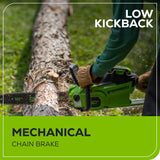 60V 16" 1.5kW Brushless Chainsaw, 2.5 Ah Battery & 3 Amp Charger Included