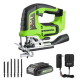 24V Brushless Jig Saw, 2.0Ah Battery & Charger Included