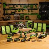 24V Brushless 10-Piece Power Tool Combo Kit, (2) 4.0Ah & (1) 2.0Ah USB-C Batteries & 65W Charger Included