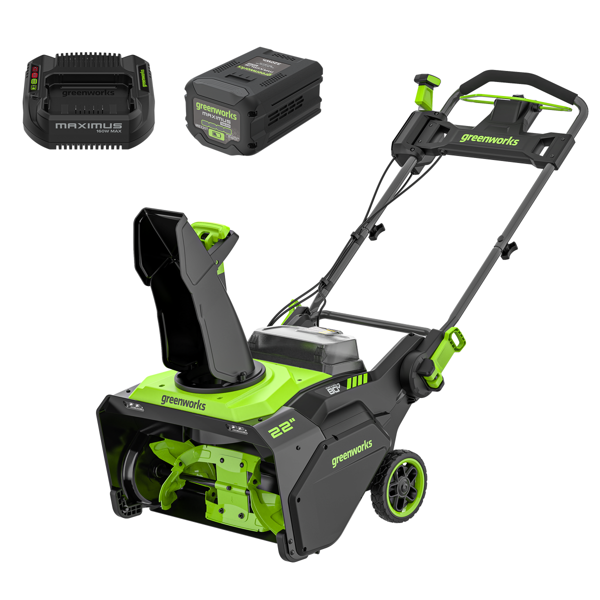 80V MAXIMUS 22" Brushless Snow Thrower, 4.0Ah Battery and 2A Charger Included