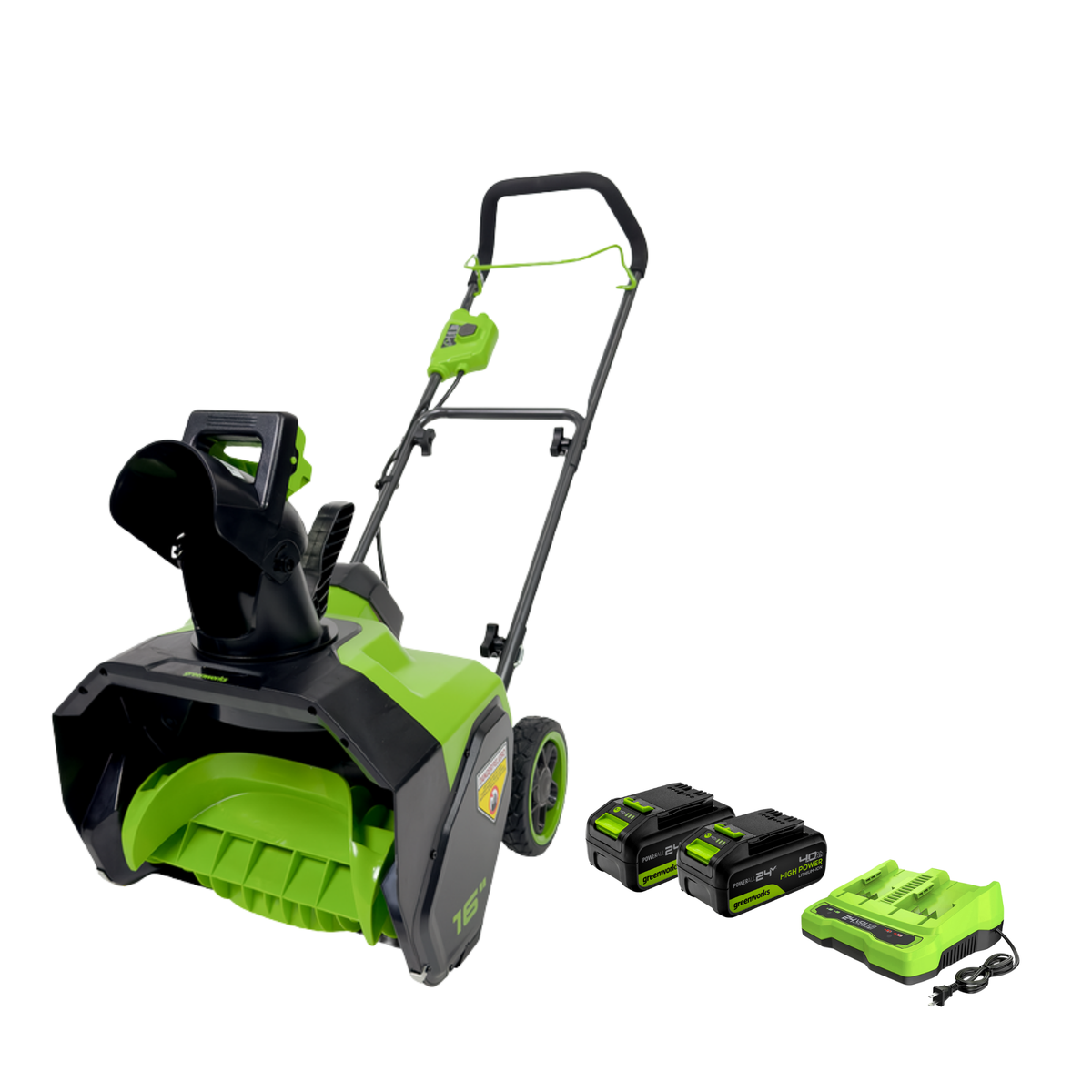 48V (24V x 2) 16" Cordless Snow Thrower, (2) 4.0Ah Batteries & 4A Dual Rapid Charger Included