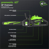 60V 16" Brushless Cordless Chainsaw, 2.5Ah Battery and Charger Included