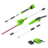 Scie à perche 24 V, 8 pouces avec accessoire taille-haie, batterie USB 2,0 Ah et chargeur inclus