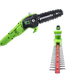 Scie à perche 24 V, 8 pouces avec accessoire taille-haie, batterie USB 2,0 Ah et chargeur inclus